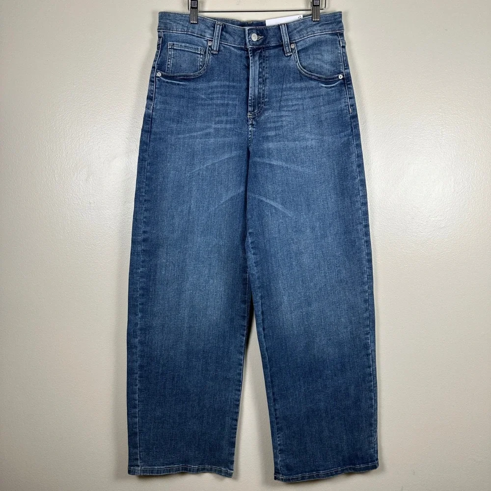 Liz Claiborne Women's 6 Wide Leg Jeans Blue Parkside Wash High Rise Stretch NEW